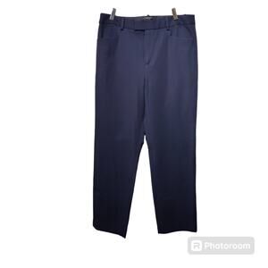 Banana Republic Women's Sz 14 Navy Blue Straight Sloan Trouser Pant Stretch